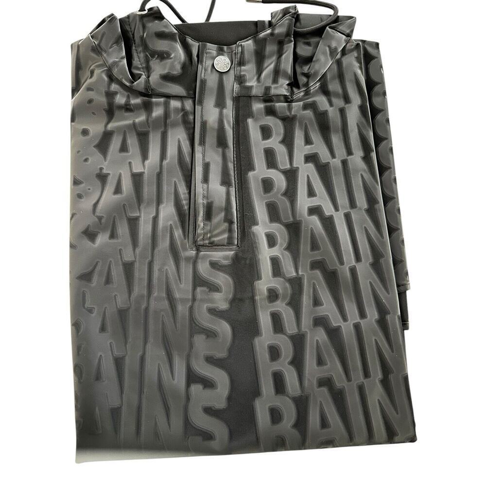 Rains Black Monogram Cape Large Unisex Poncho Waterproof - Picture 4 of 5